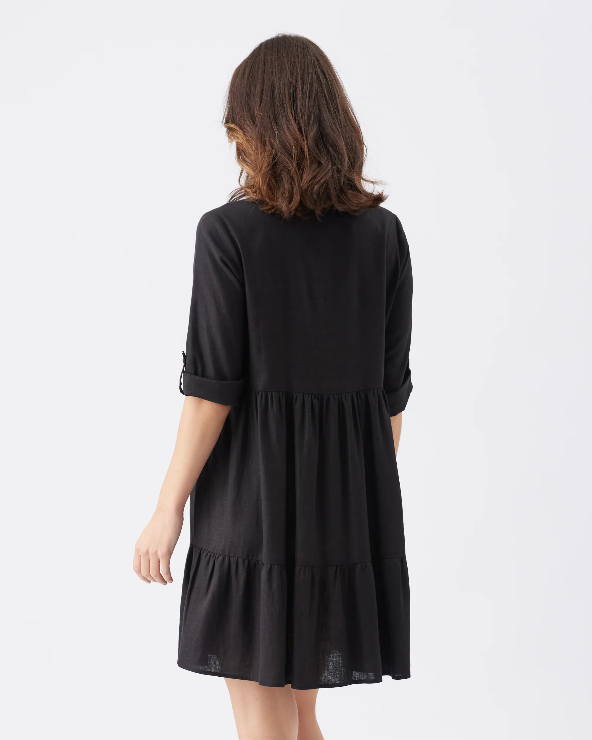 Adel Linen Dress Black - Image 4