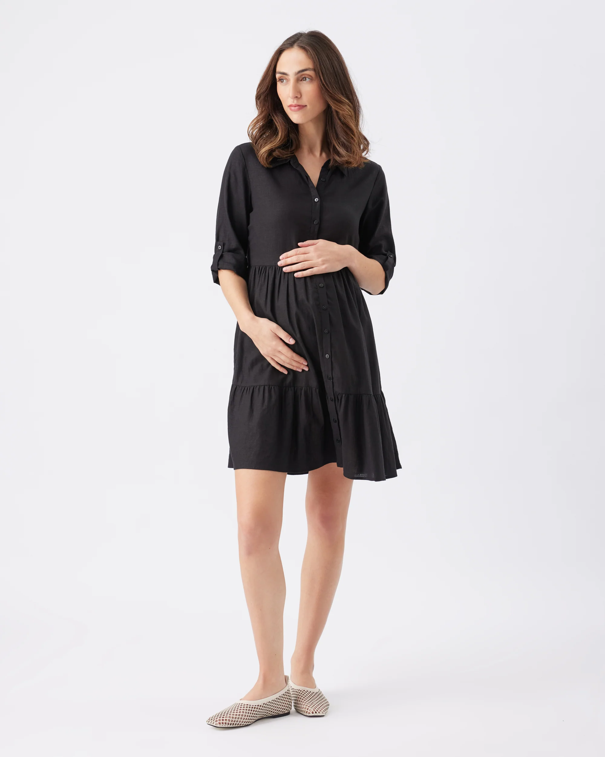 Adel Linen Dress Black - Image 5