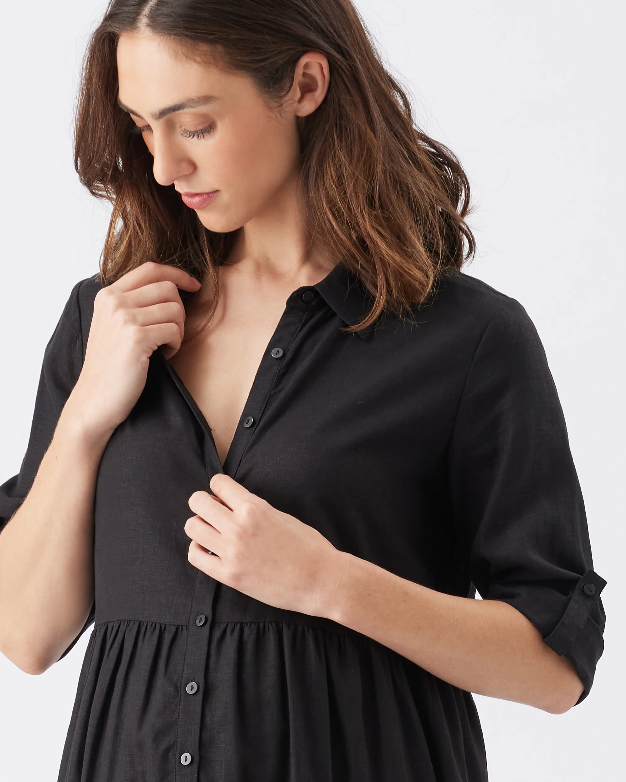 Adel Linen Dress Black - Image 6