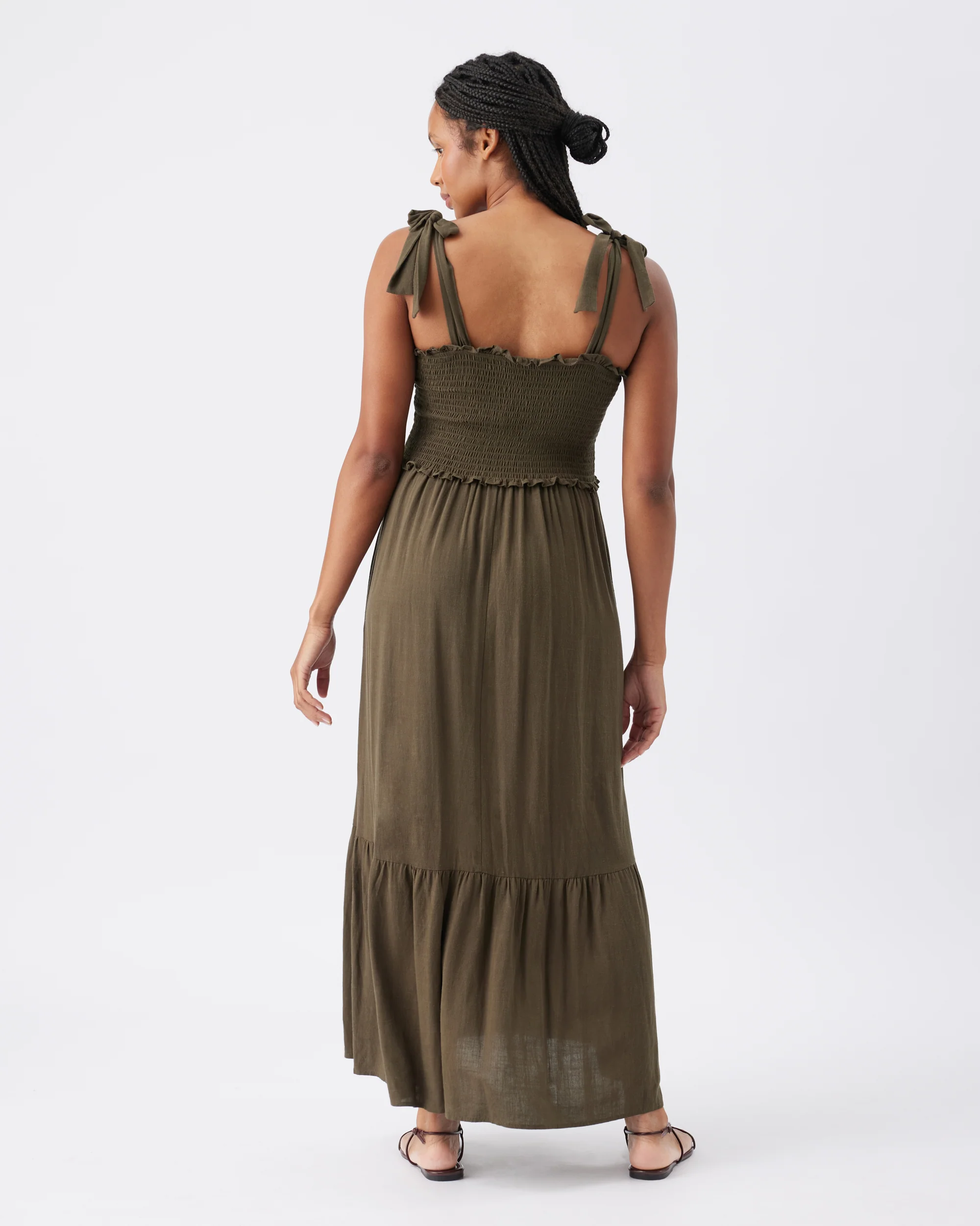 Brandi Shirred Dress  Khaki - Image 4