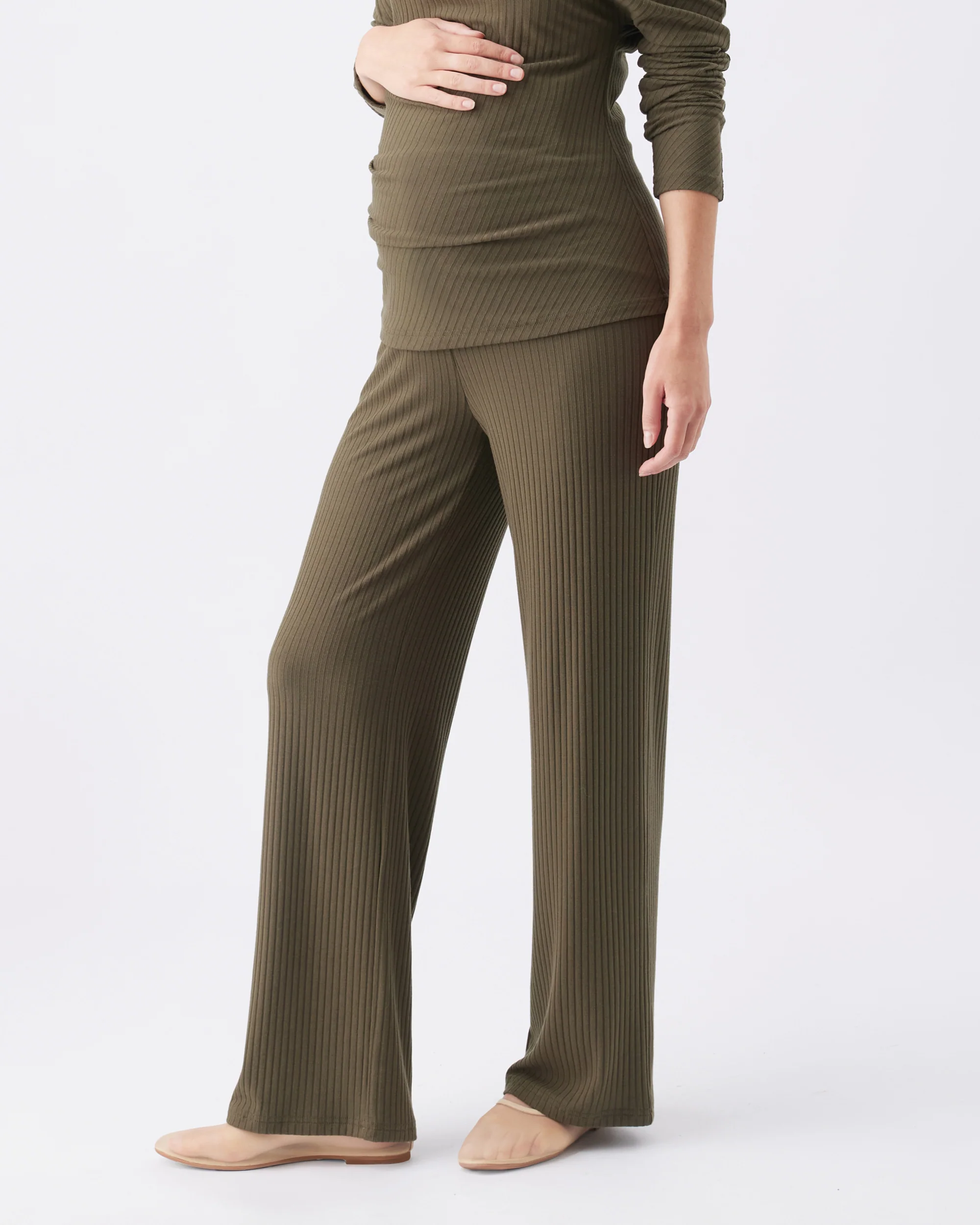 Cindy Rib Pant  Khaki - Image 3