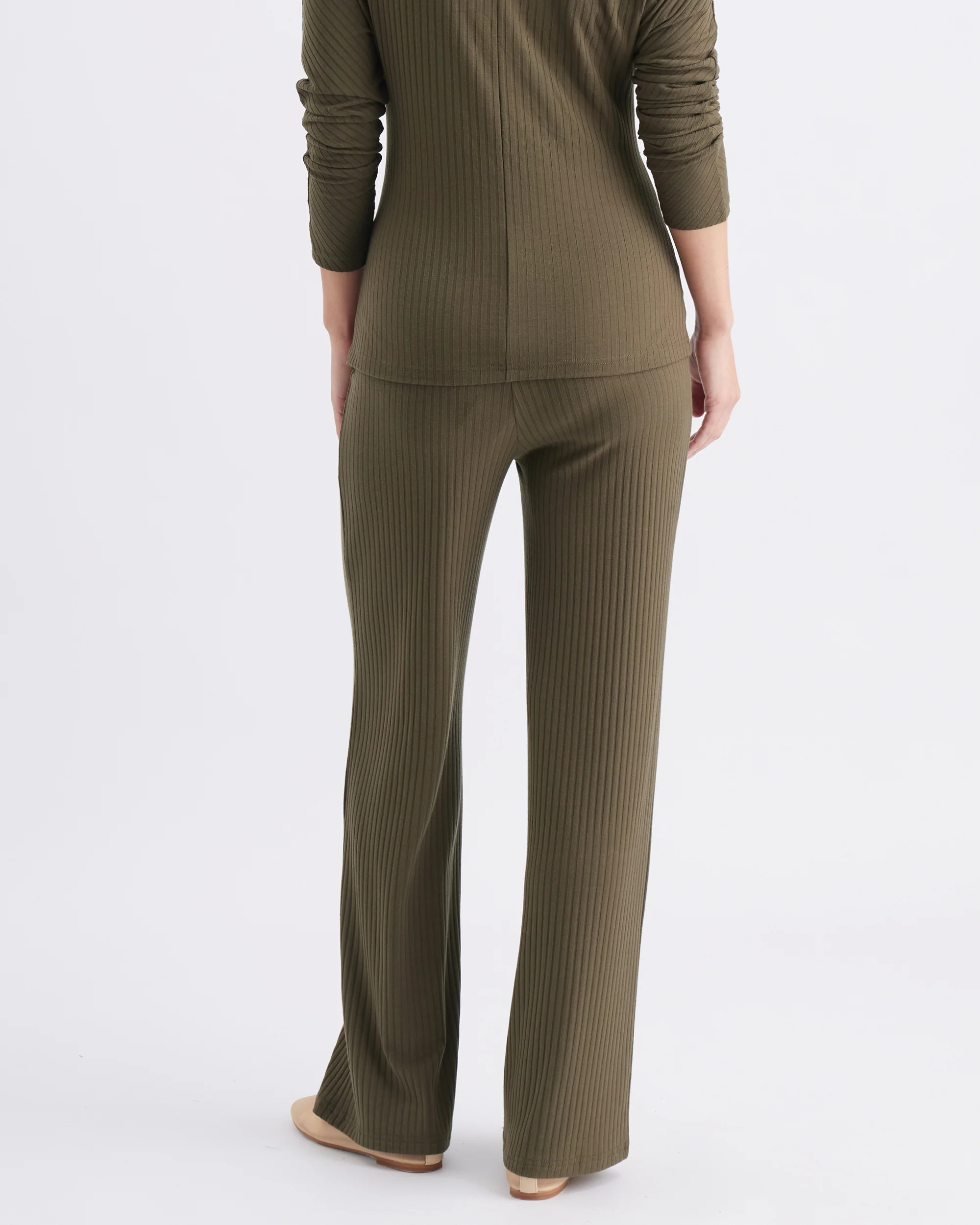 Cindy Rib Pant  Khaki - Image 4