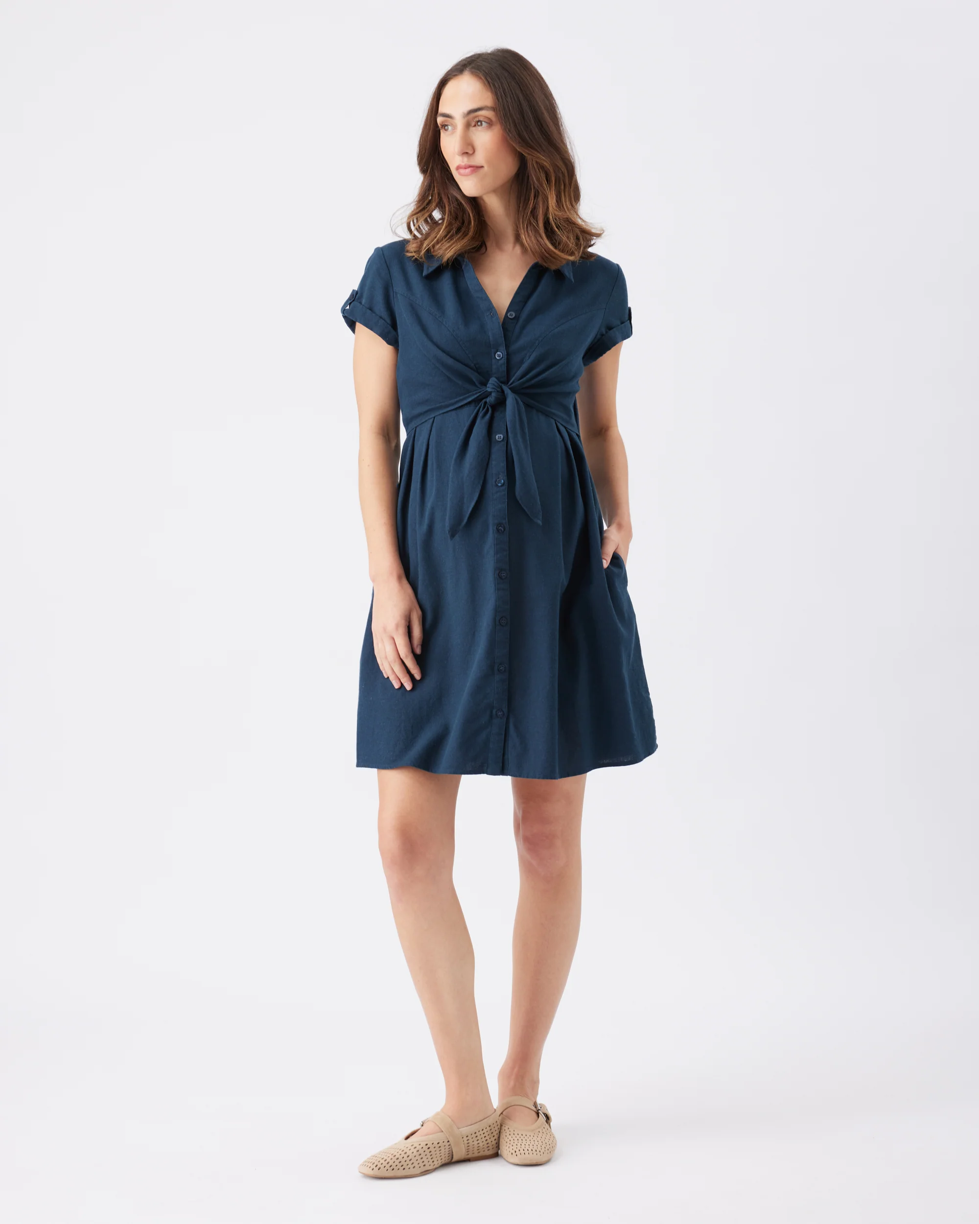 Colette Tie Up Linen Dress Biro - Image 5