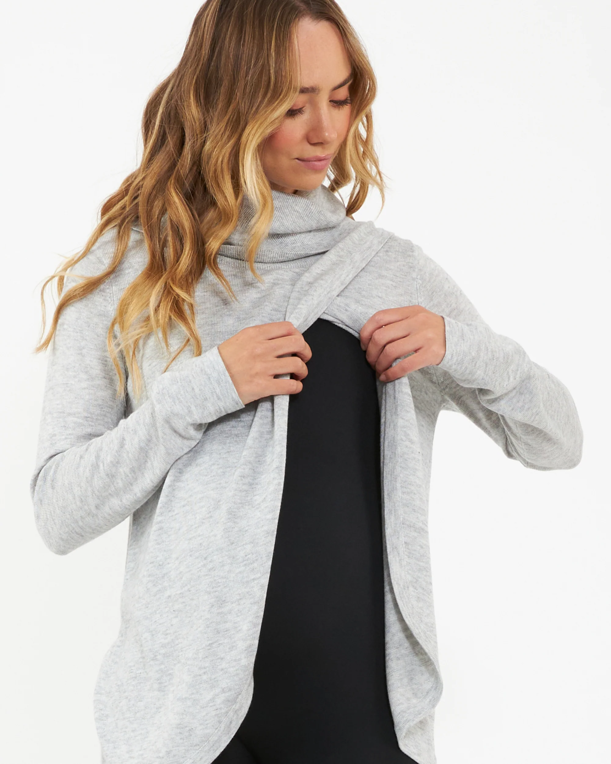 Cowl Neck Nursing Knit  Silver Marle - Image 4