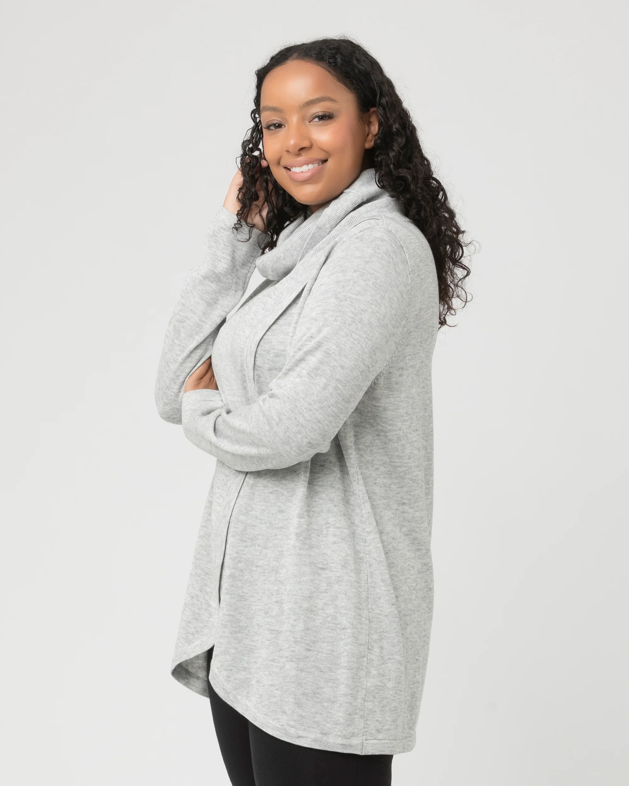 Cowl Neck Nursing Knit  Silver Marle - Image 6