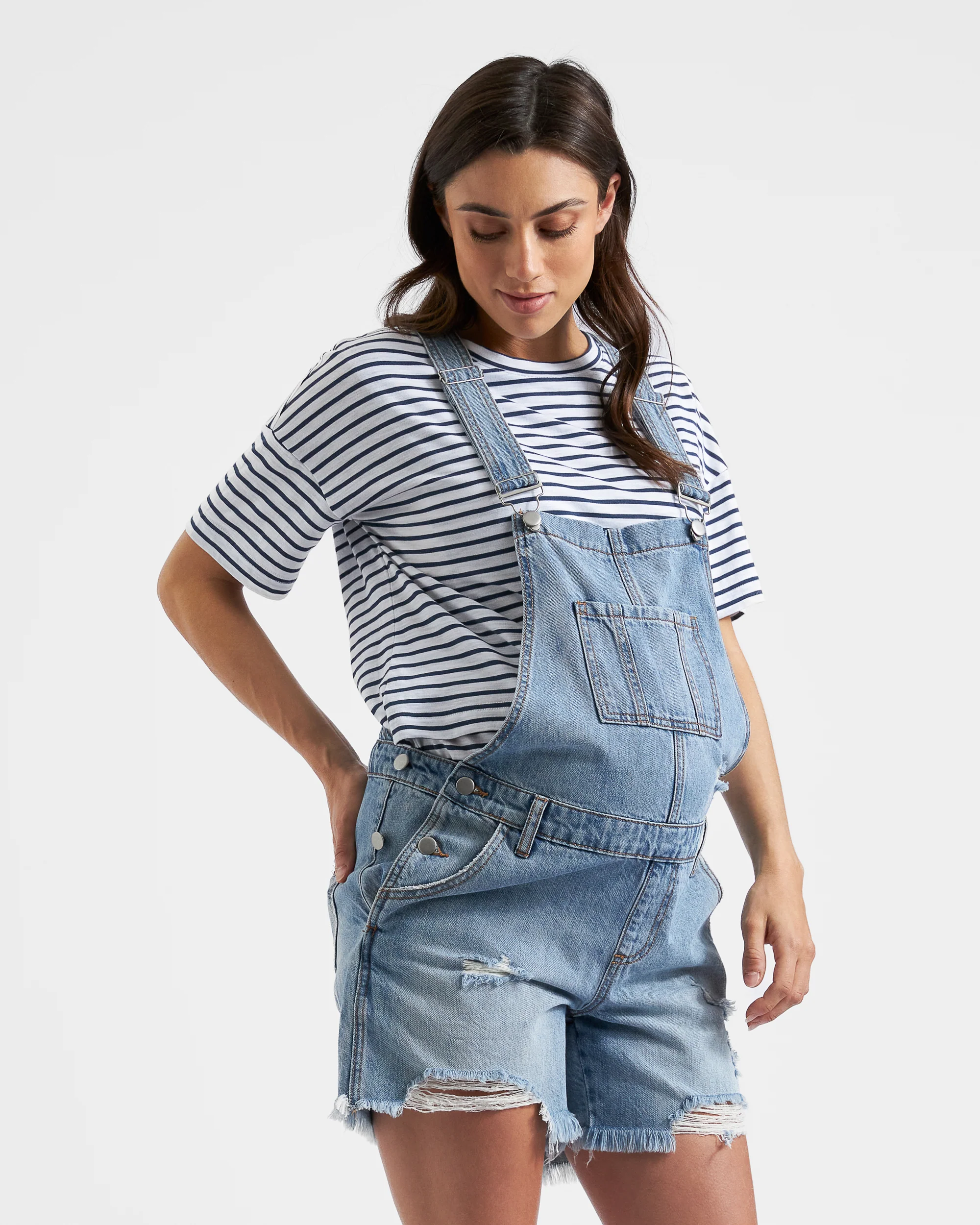Denim Short Overalls Pale Blue - Image 3