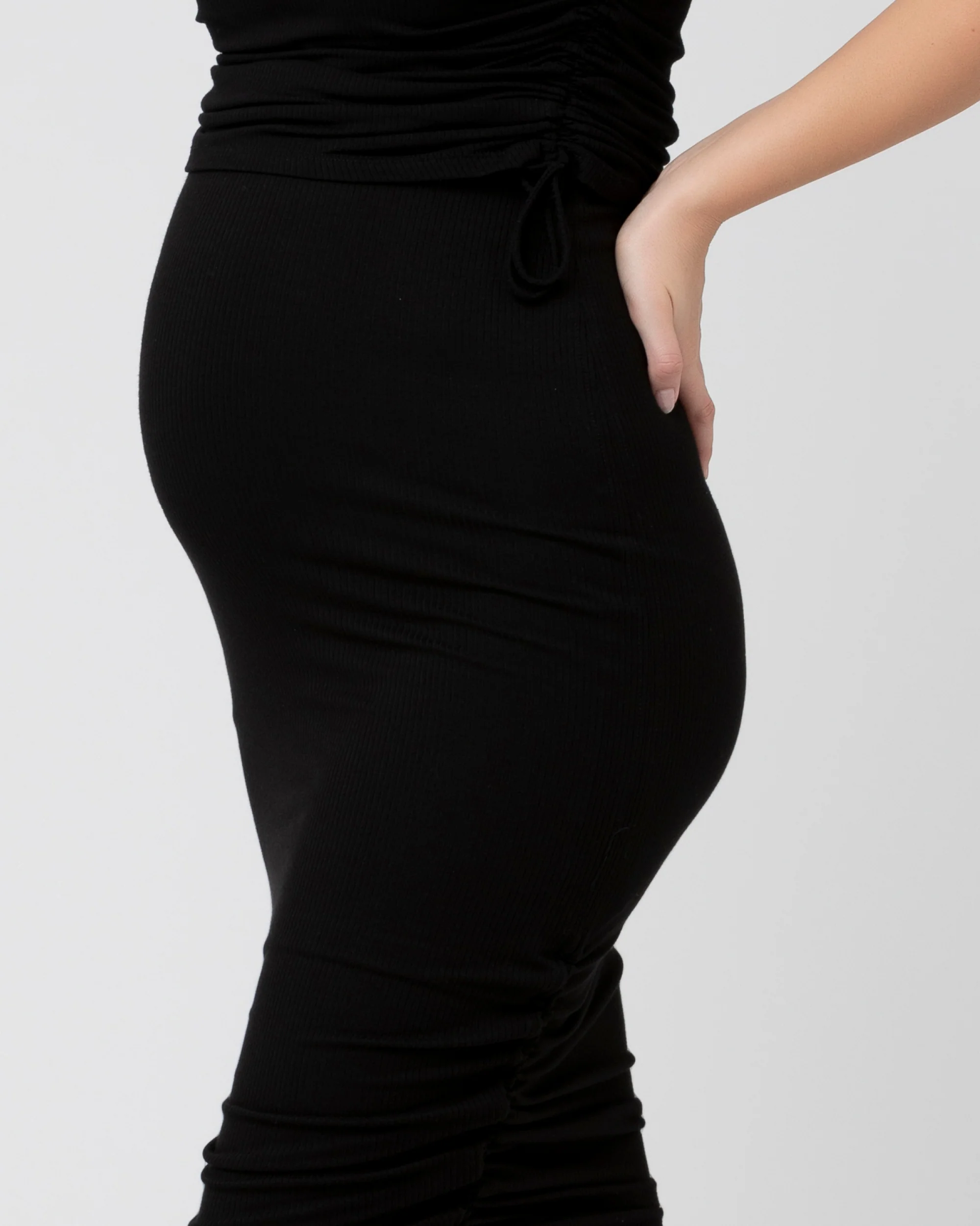 Edie Ruched Rib Skirt  Black - Image 5