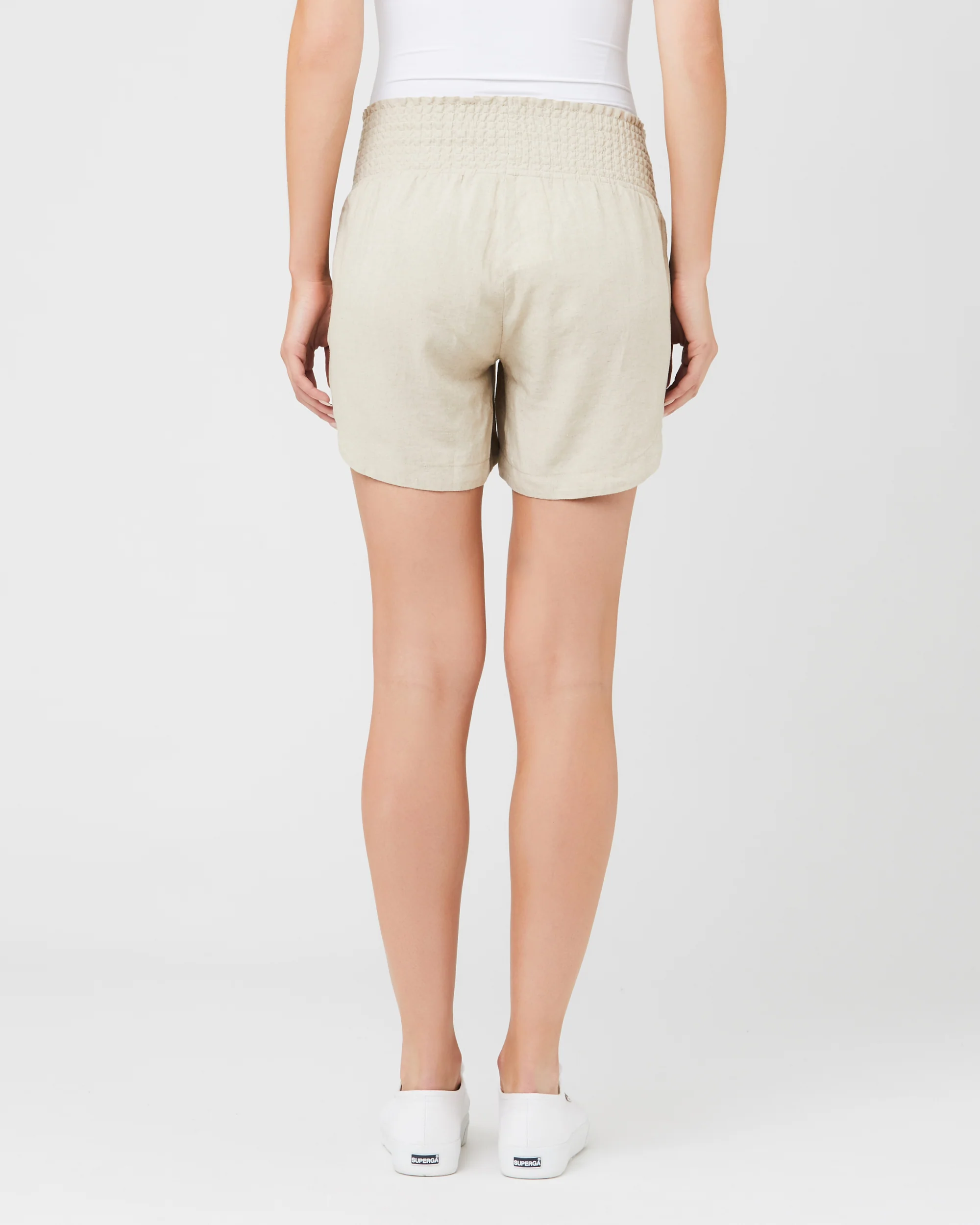 Indi Shirred Linen Short Natural - Image 5