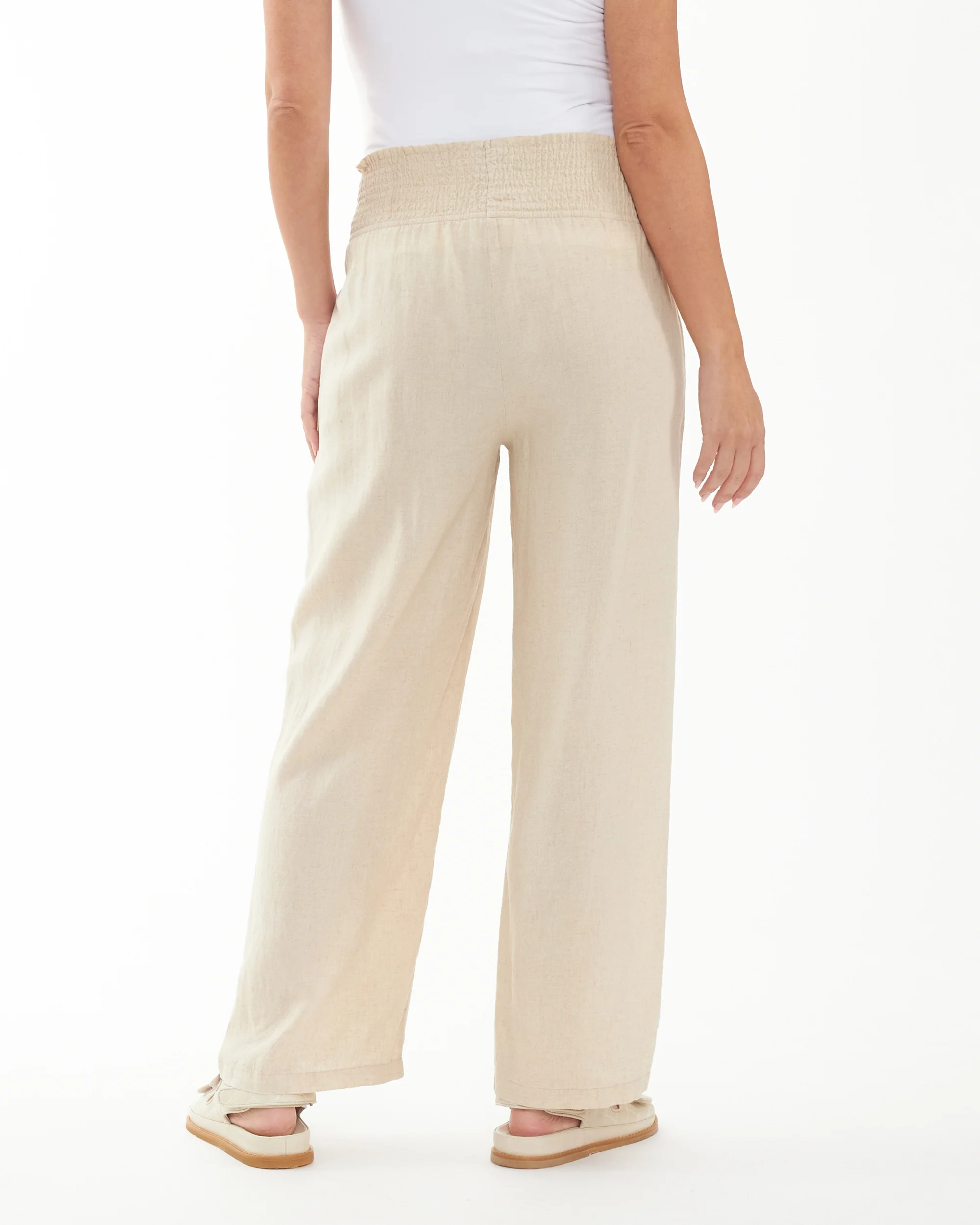 Indi Wide Leg Linen Pant Natural - Image 5