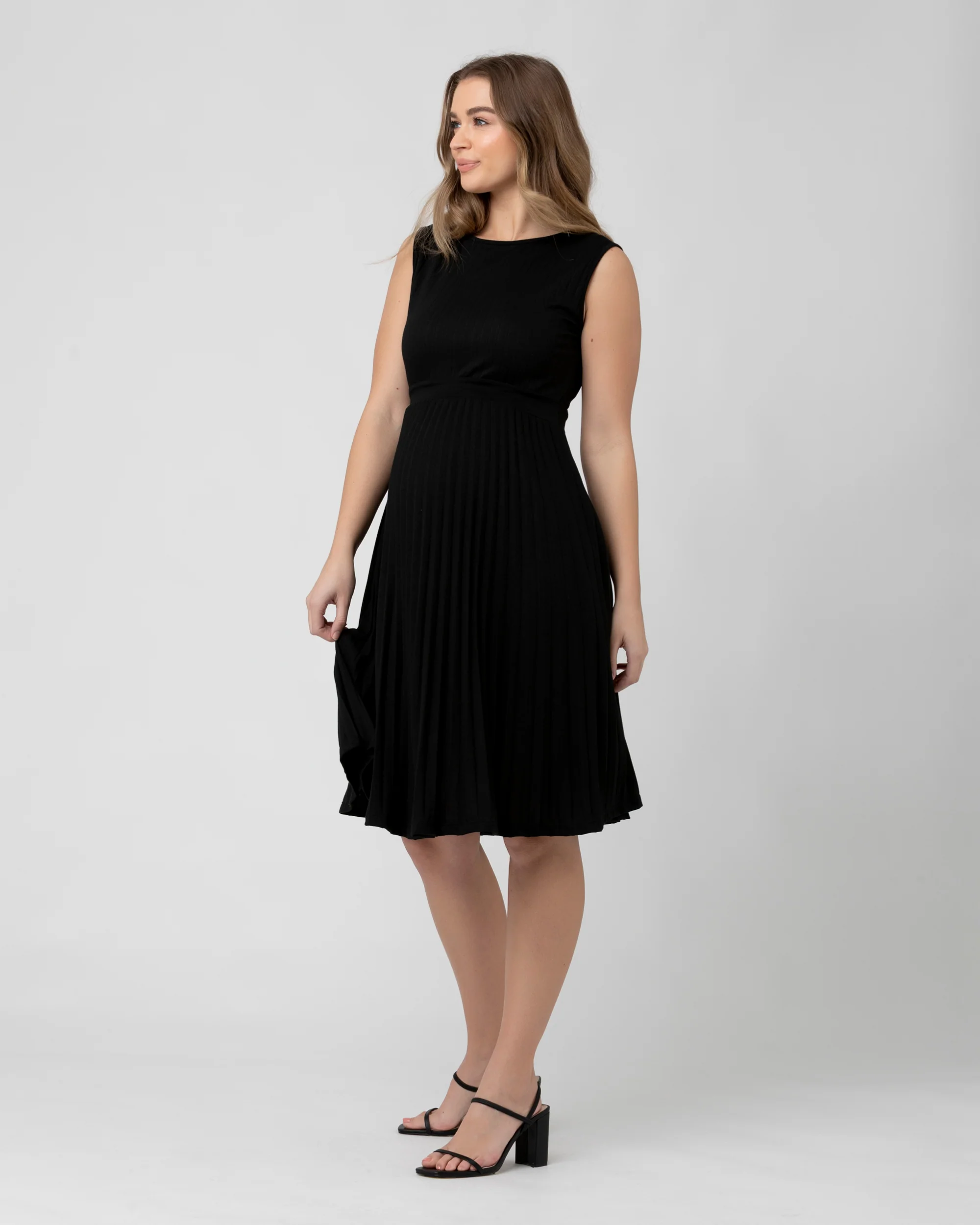 Knife Pleat Dress Black - Image 4