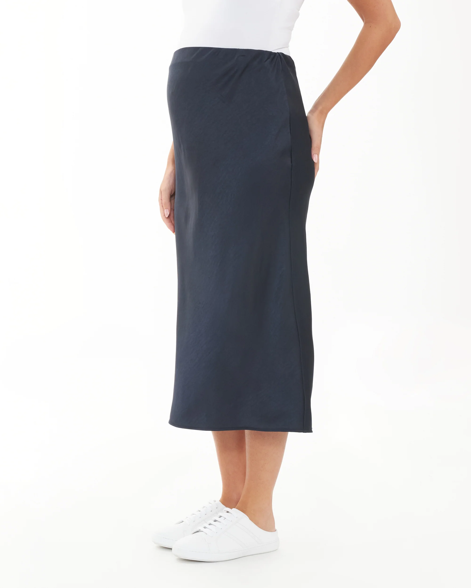 Lexie Satin Skirt Navy - Image 3