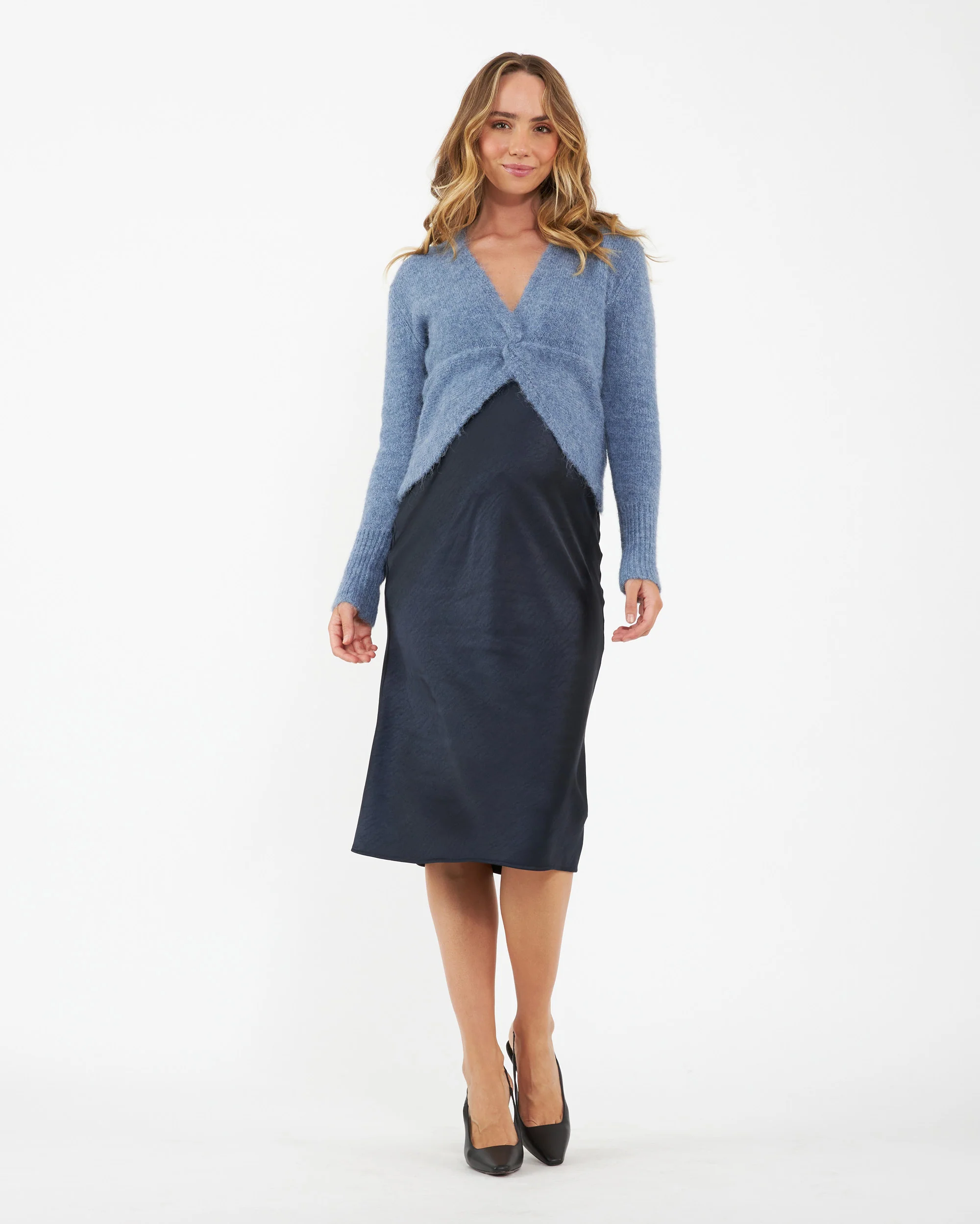 Lexie Satin Skirt Navy - Image 7