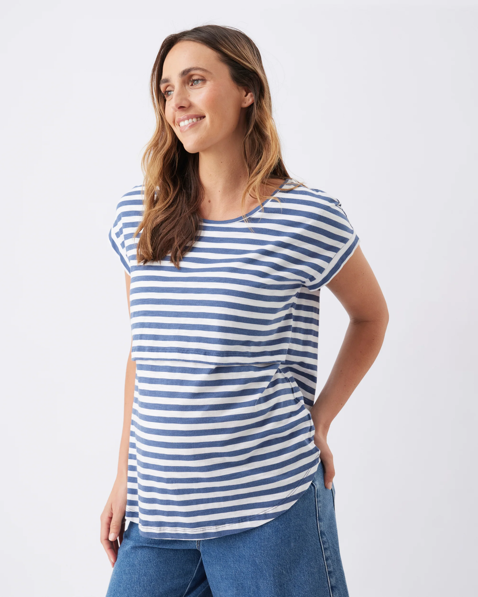 Lionel Nursing Tee Washed Indigo / White - Image 3