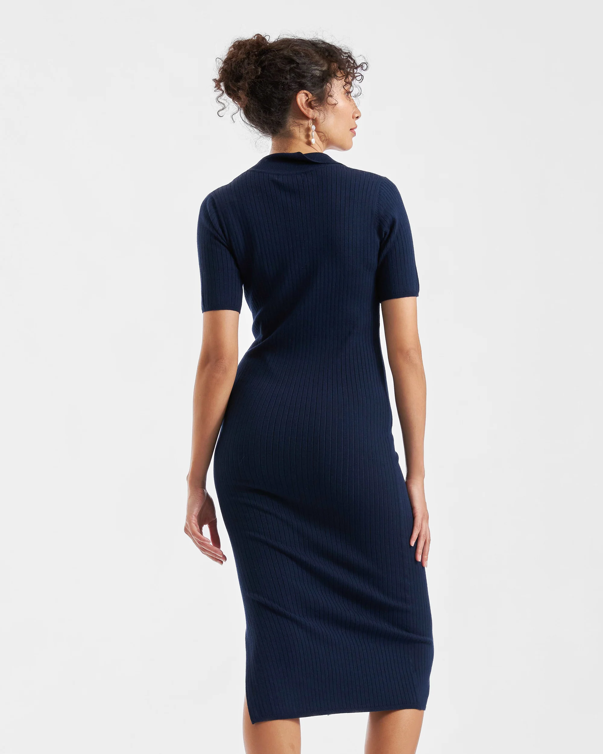 Maddy Knit Polo Dress Navy - Image 4