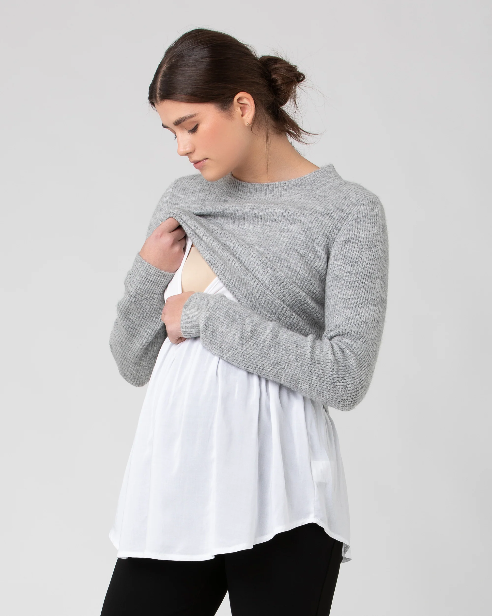 Mandy Detachable Nursing Knit Grey Marle - Image 5