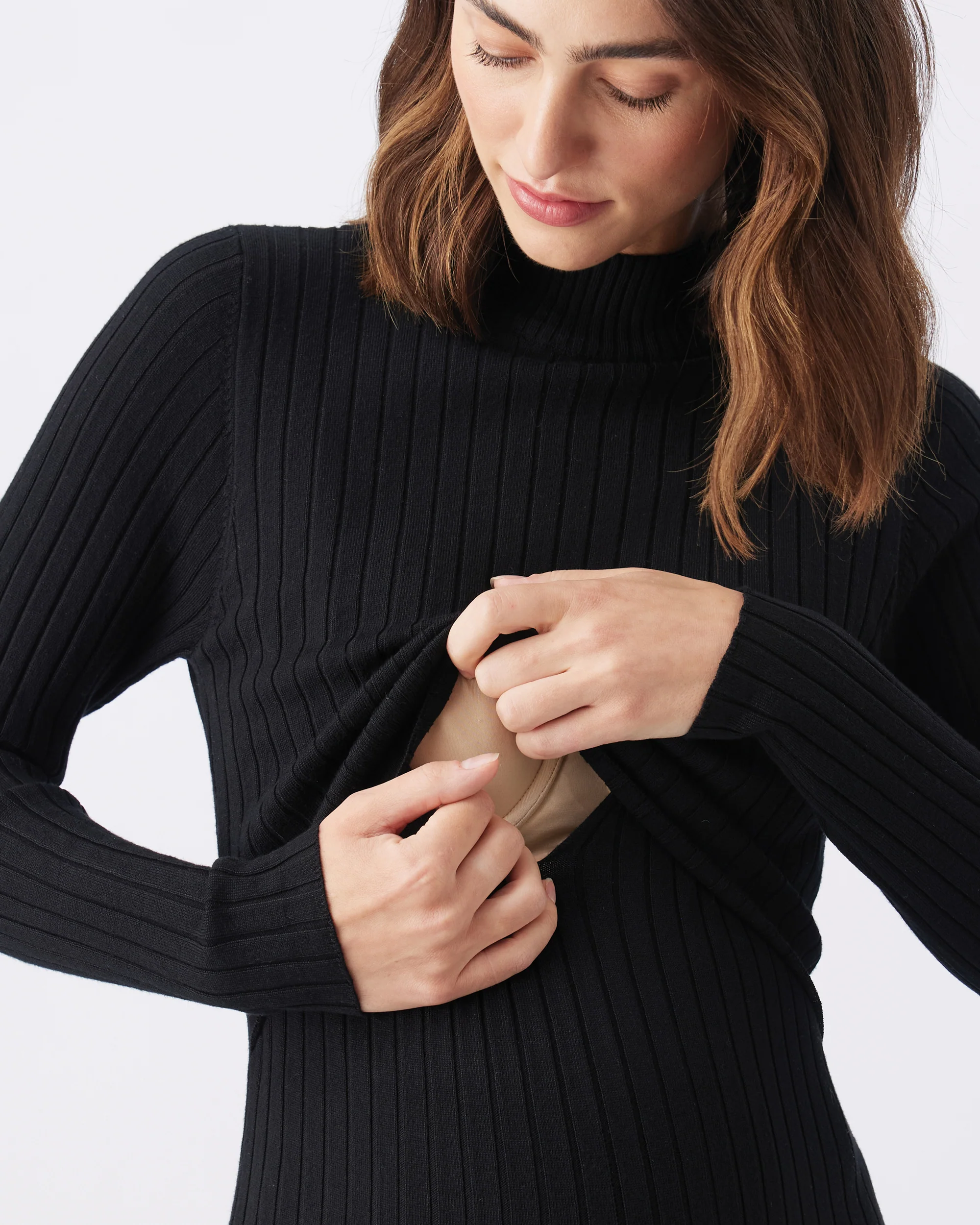 Nella Rib Nursing Knit Dress  Black - Image 5
