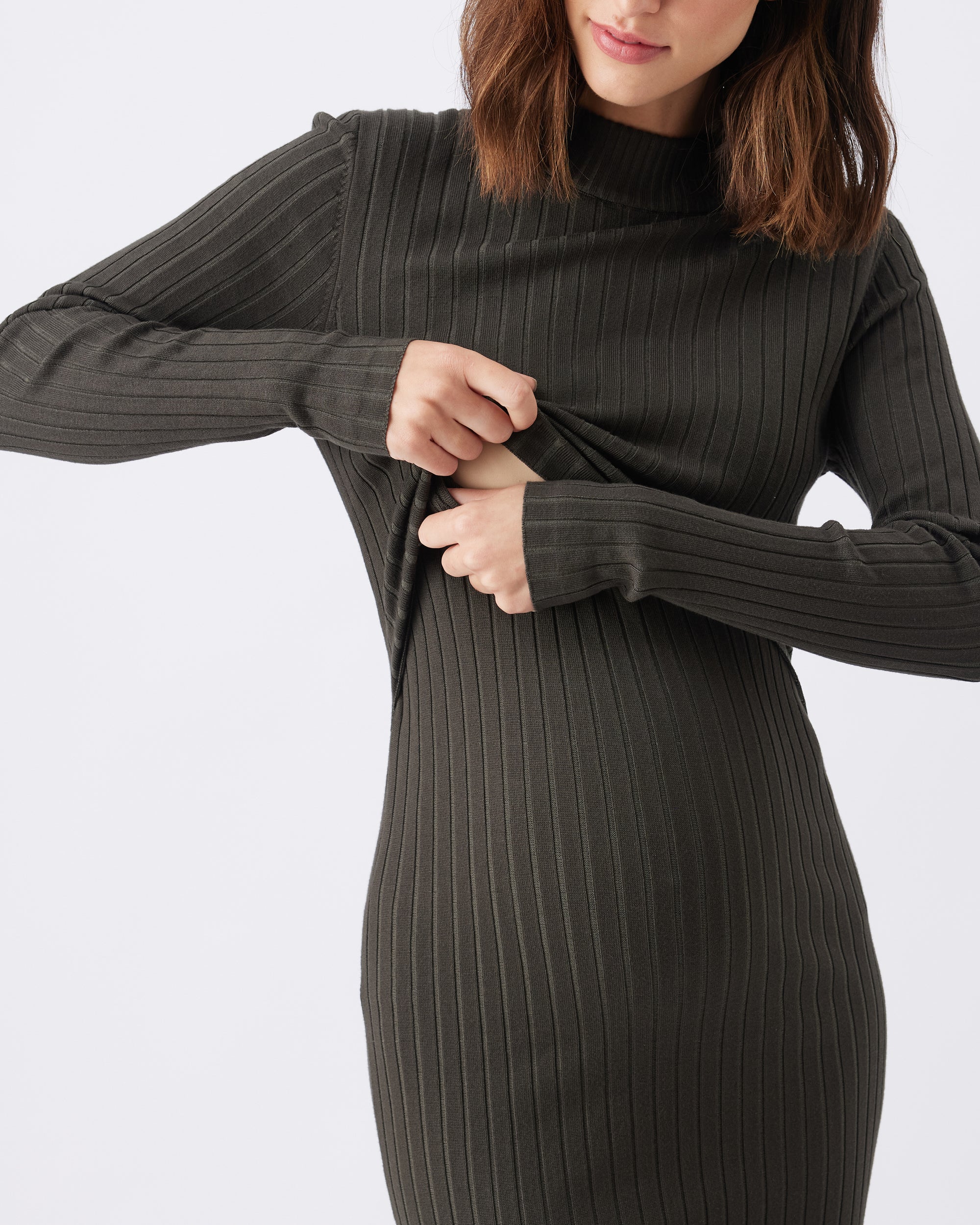 Nella Rib Nursing Knit Dress  Ivy - Image 4
