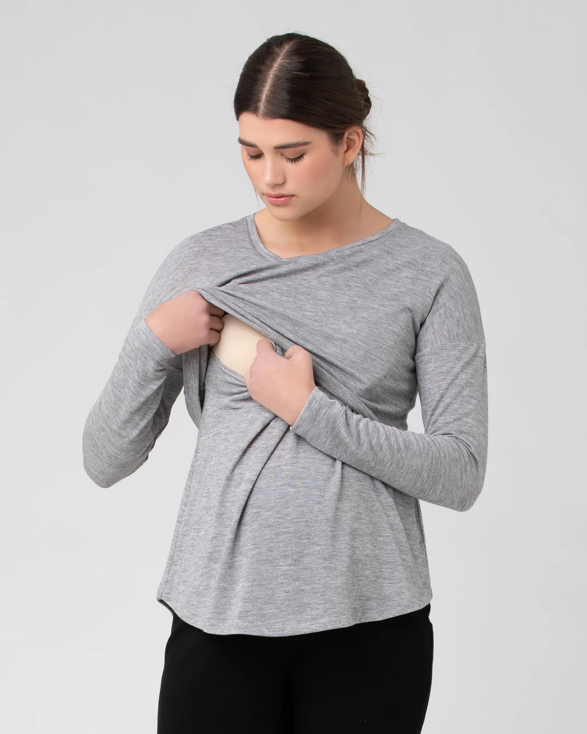 Nora Lift Up Nursing Top  Silver Marle - Image 4