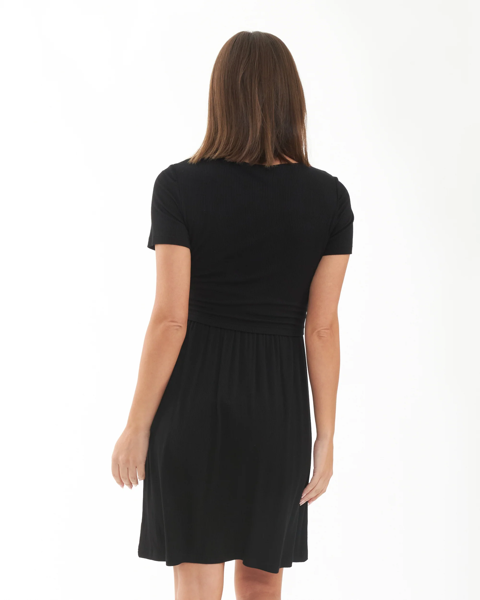 Rib Crop Top Nursing Dress Black - Image 4