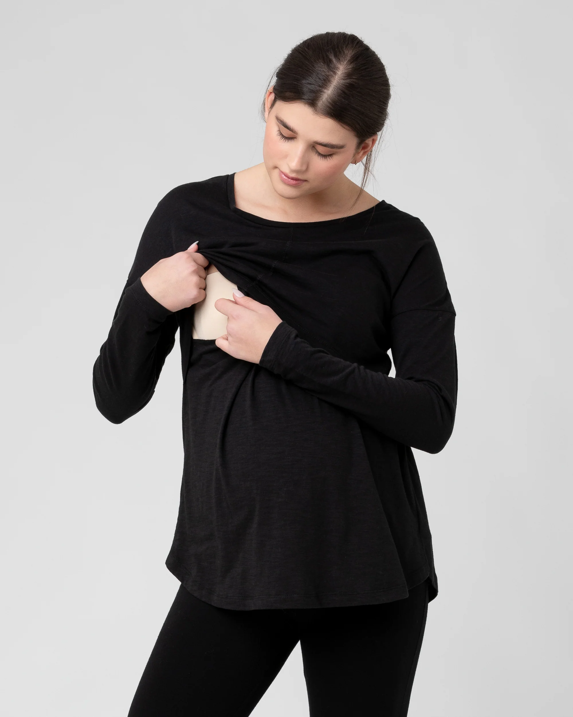 Richie Long Sleeve Nursing Tee Black - Image 4