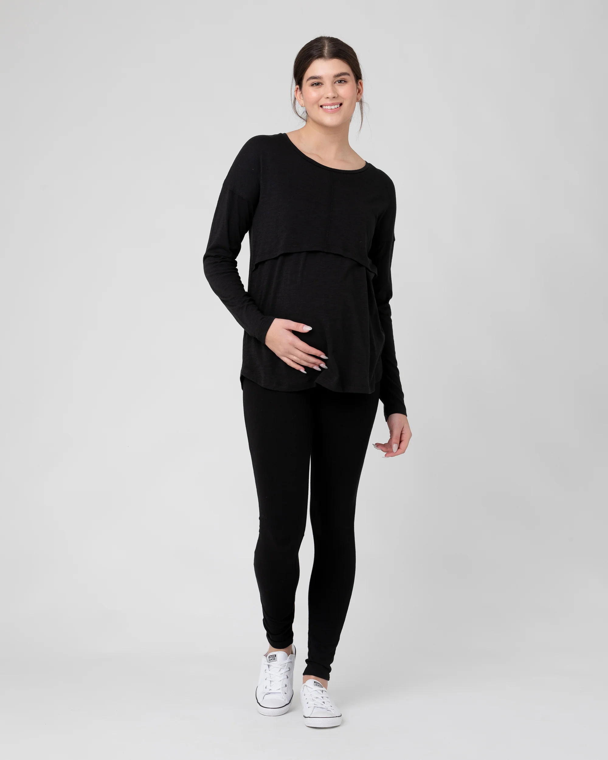 Richie Long Sleeve Nursing Tee Black - Image 5