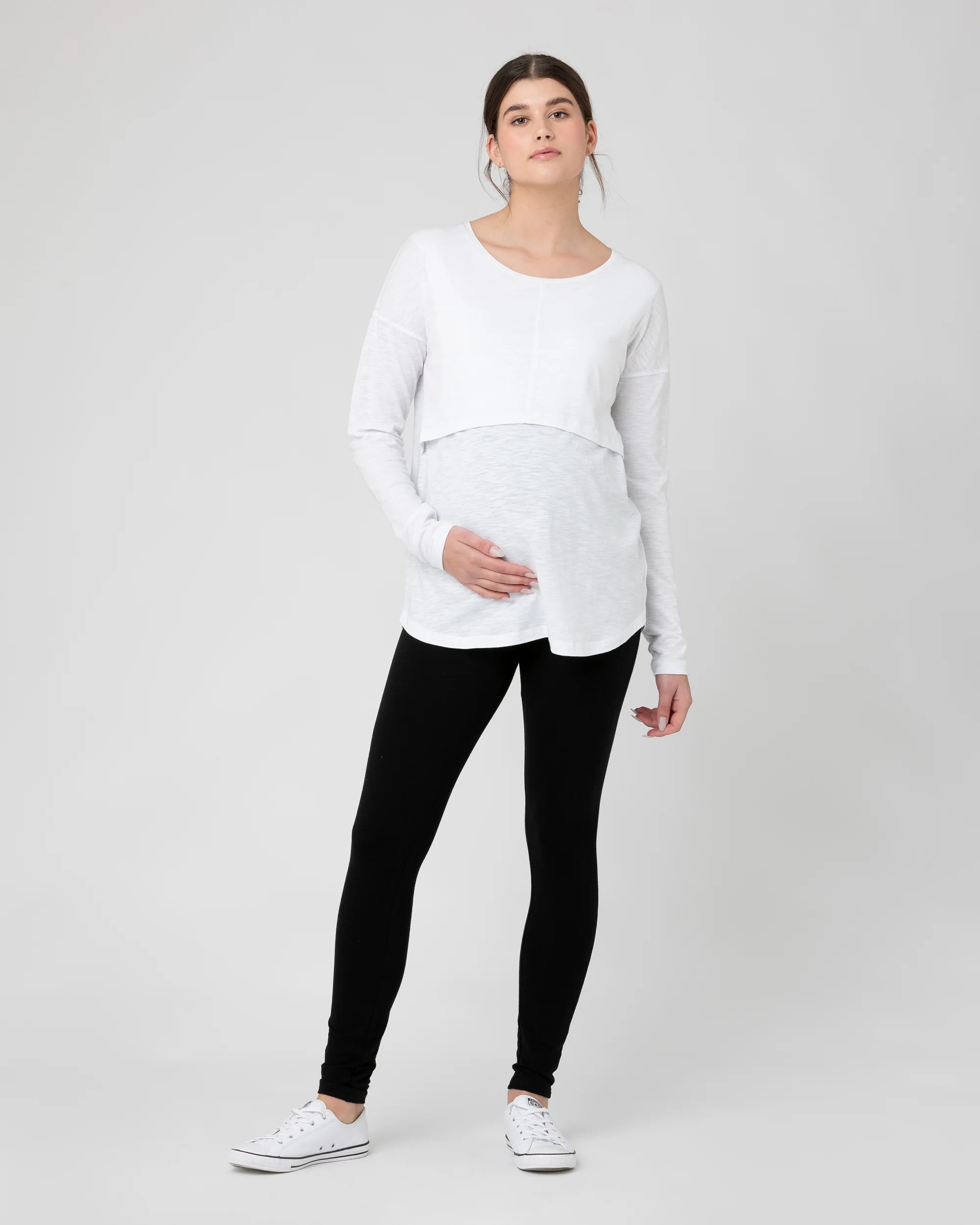Richie Long Sleeve Nursing Tee White - Image 5