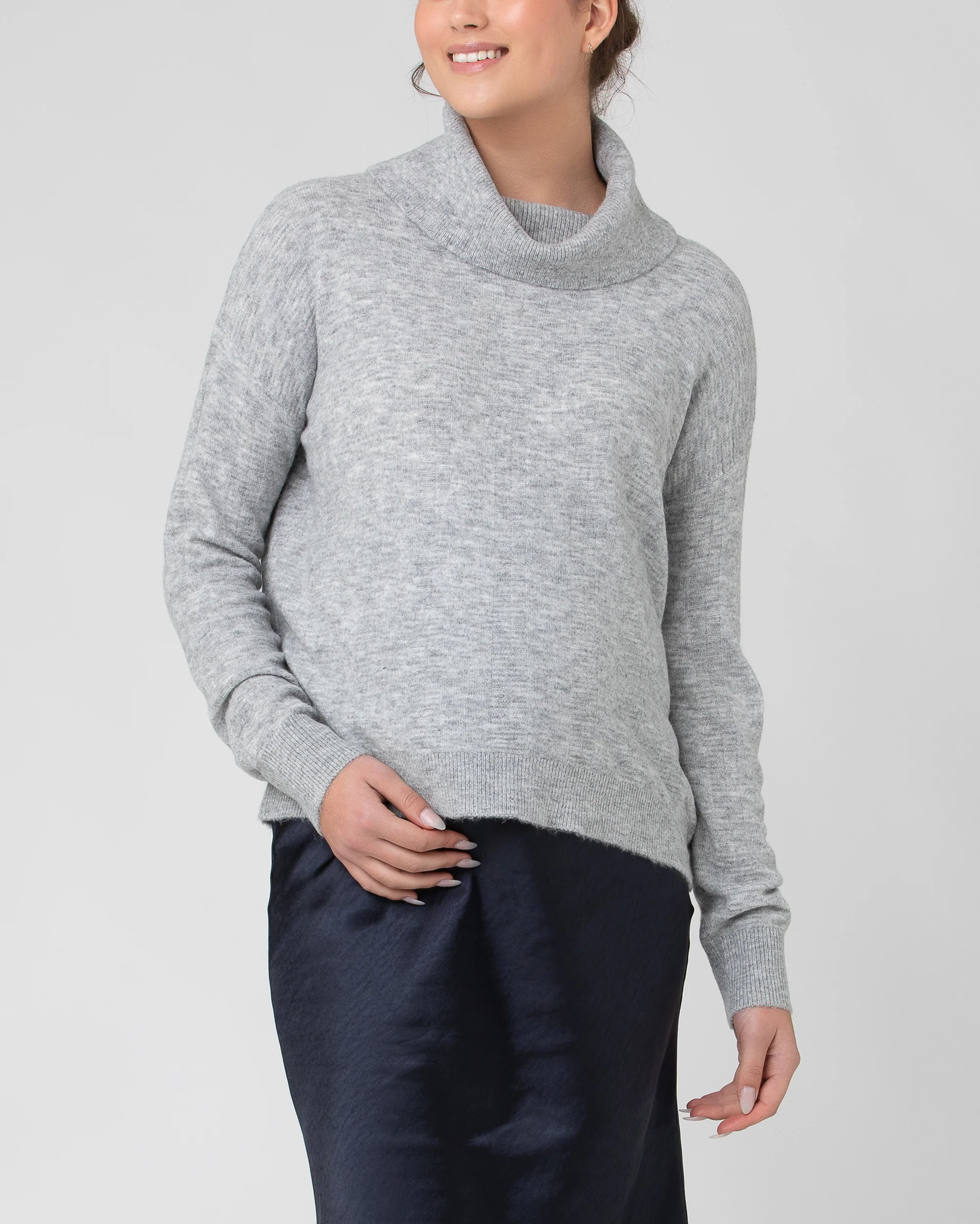 Riley Roll Neck Knit Silver Marle - Image 6