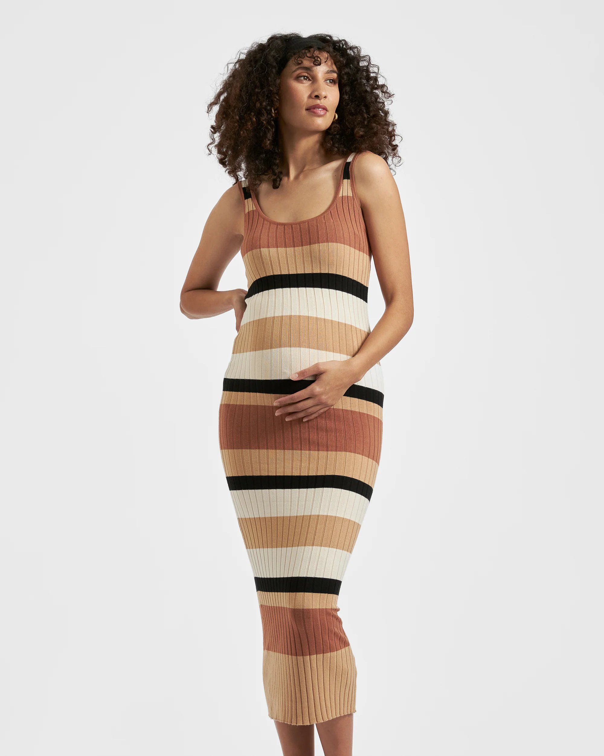 Sarah Stripe Knit Dress  Amber / Natural / Black - Image 3