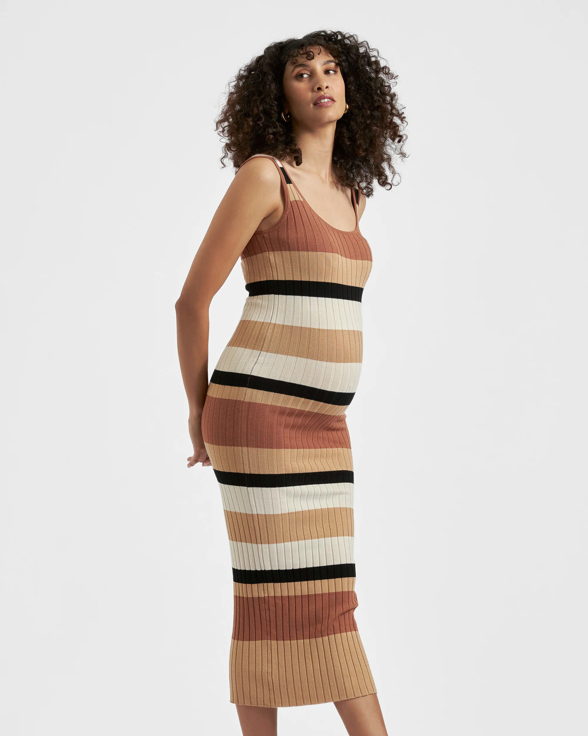 Sarah Stripe Knit Dress  Amber / Natural / Black - Image 4