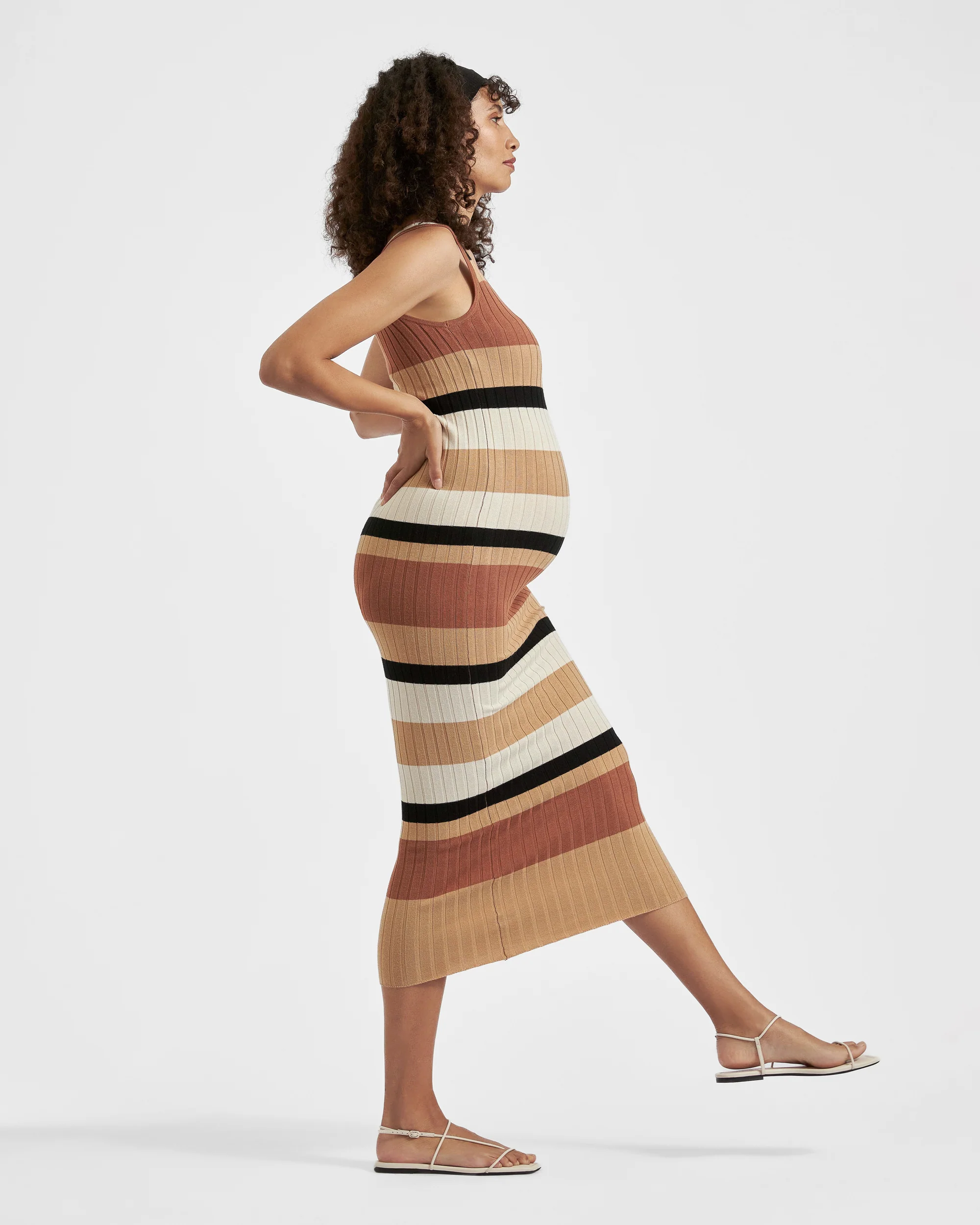 Sarah Stripe Knit Dress  Amber / Natural / Black - Image 6