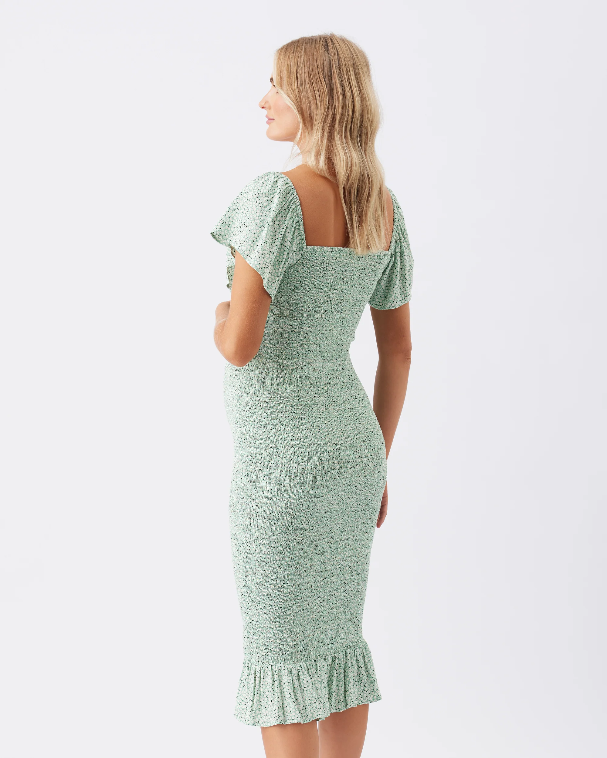 Selma Shirred Dress  Pistachio - Image 5